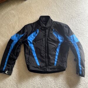 Milano Motorcycle Jacket Large Blk/Blue trim. EUC